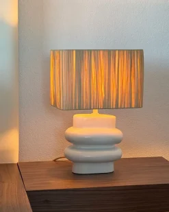 Hot Beliani Lampada da tavolo JUDY Ceramica Bianco Bianco Marrone