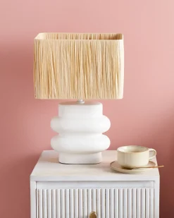 Hot Beliani Lampada da tavolo JUDY Ceramica Bianco Bianco Marrone
