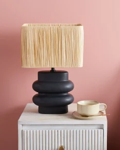 Sale Beliani Lampada da tavolo JUDY Ceramica Nero Marrone Nero
