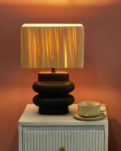 Sale Beliani Lampada da tavolo JUDY Ceramica Nero Marrone Nero