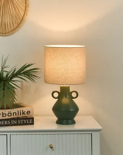 Outlet Beliani Lampada da tavolo KERULEN Ceramica Verde Beige Verde