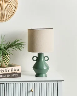 Outlet Beliani Lampada da tavolo KERULEN Ceramica Verde Beige Verde