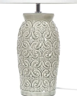Clearance Beliani Lampada da tavolo KHOPER Ceramica Grigio Bianco Grigio