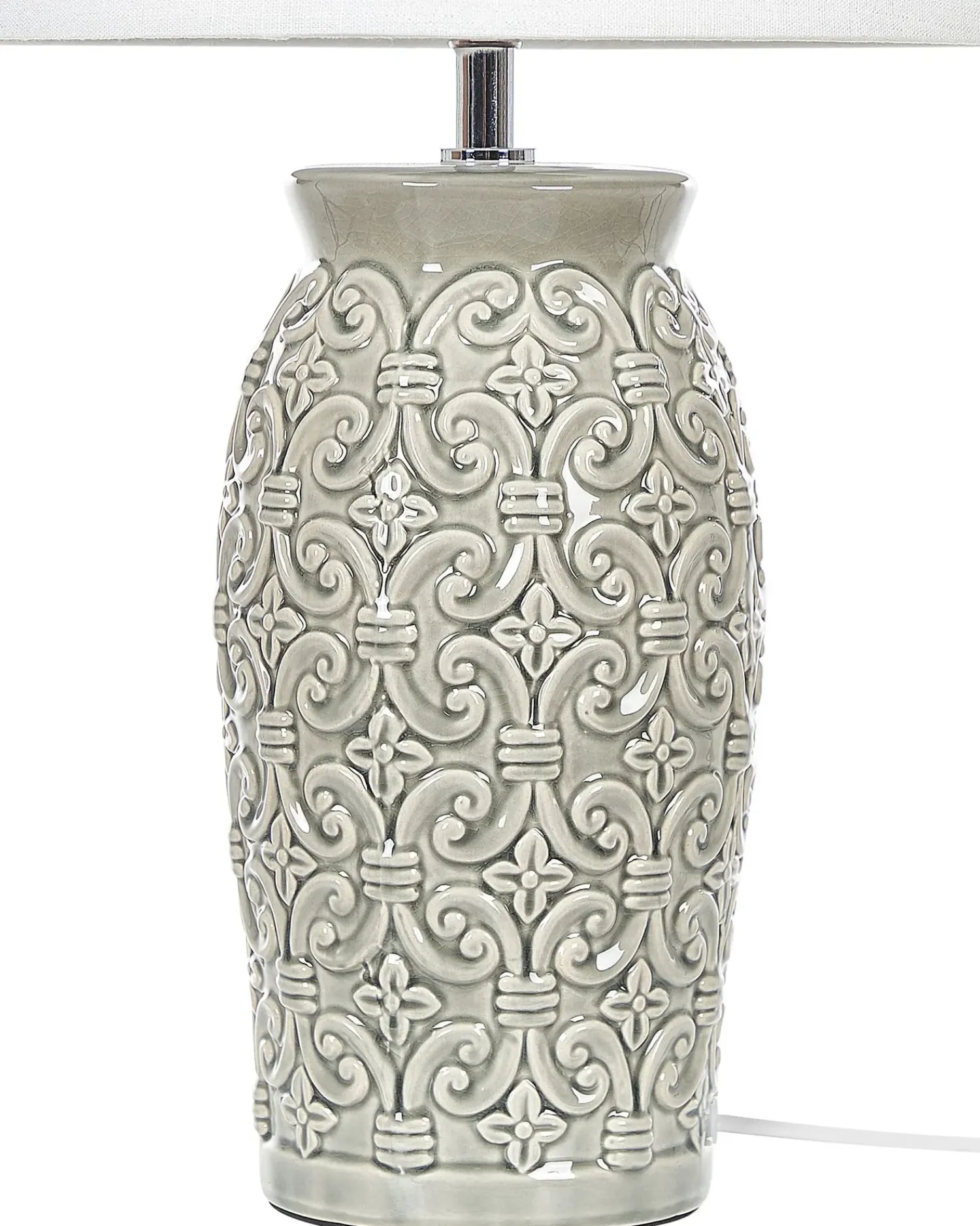 Clearance Beliani Lampada da tavolo KHOPER Ceramica Grigio Bianco Grigio