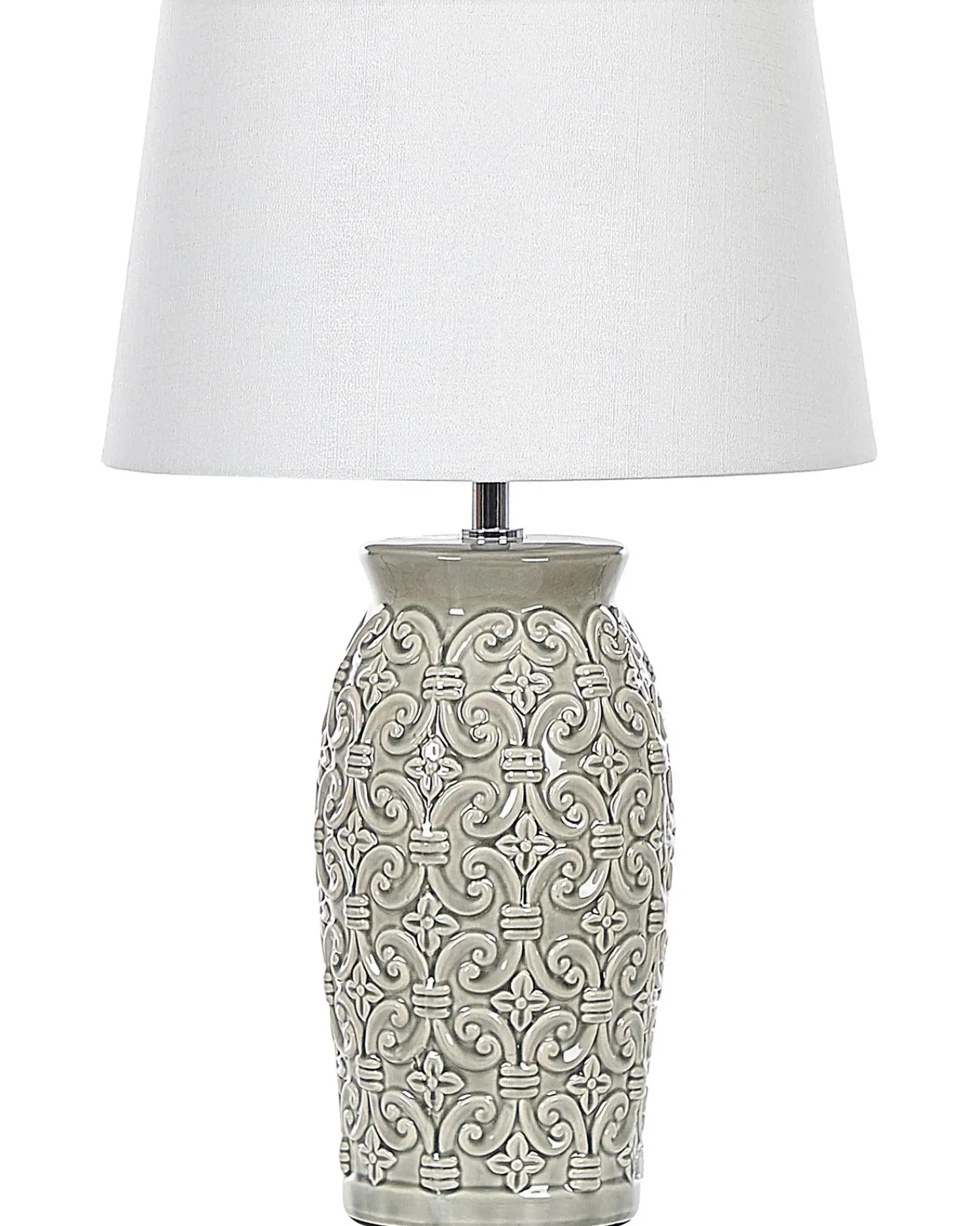 Clearance Beliani Lampada da tavolo KHOPER Ceramica Grigio Bianco Grigio
