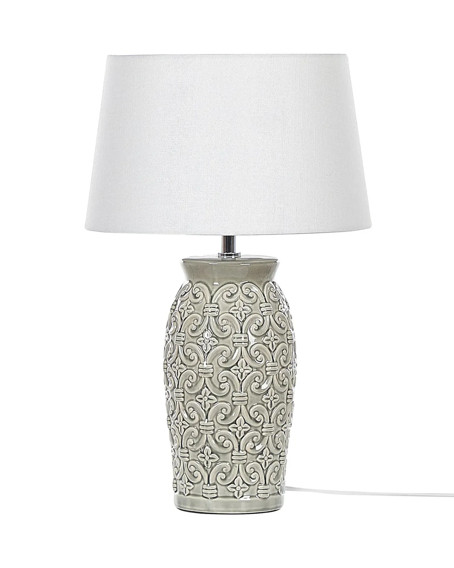 Clearance Beliani Lampada da tavolo KHOPER Ceramica Grigio Bianco Grigio