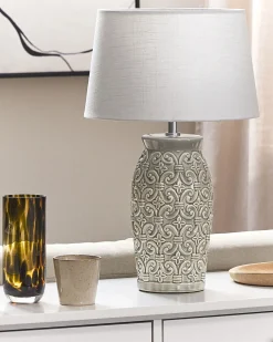 Clearance Beliani Lampada da tavolo KHOPER Ceramica Grigio Bianco Grigio