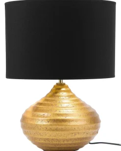 New Beliani Lampada da tavolo KUBAN Ceramica Oro Oro Nero