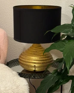 New Beliani Lampada da tavolo KUBAN Ceramica Oro Oro Nero