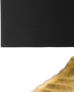 New Beliani Lampada da tavolo KUBAN Ceramica Oro Oro Nero