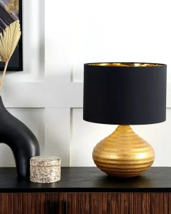 New Beliani Lampada da tavolo KUBAN Ceramica Oro Oro Nero