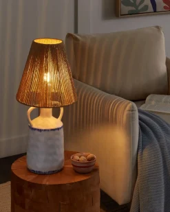 Best Beliani Lampada da tavolo LARISSOS Ceramica Bianco Beige Bianco Blu