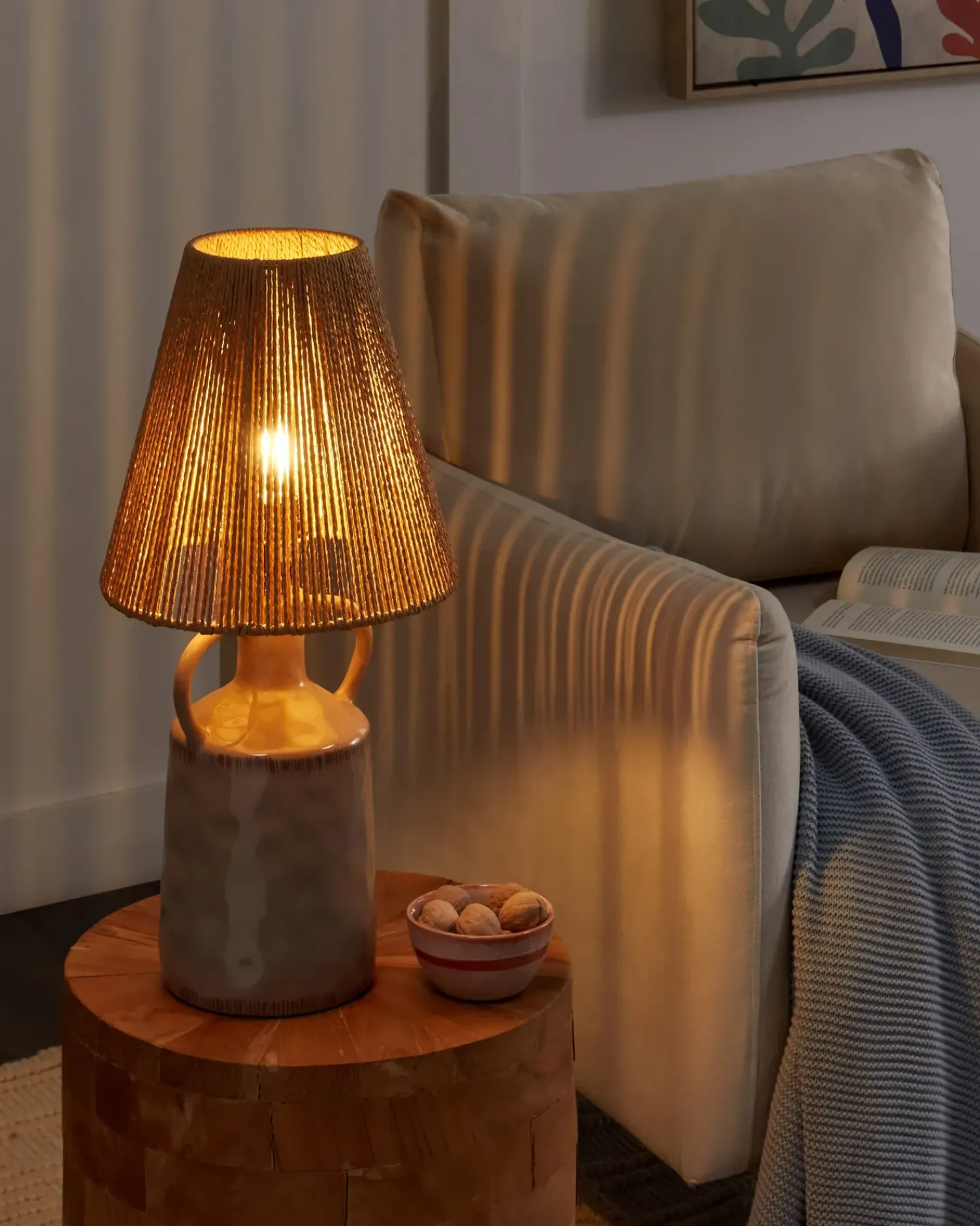 Beliani Lampada da tavolo LARISSOS Ceramica Tortora Beige