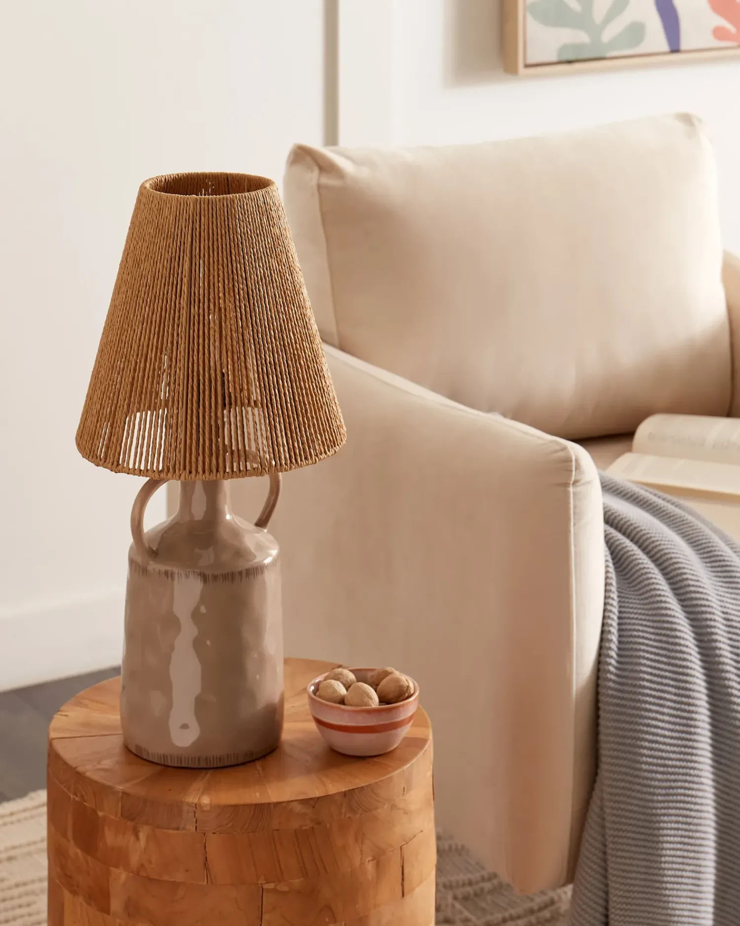 Beliani Lampada da tavolo LARISSOS Ceramica Tortora Beige