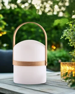 Hot Beliani Lampada da tavolo LED per esterni ESTERO con telecomando Bianco Bianco Marrone