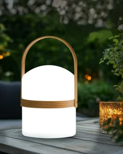 Hot Beliani Lampada da tavolo LED per esterni ESTERO con telecomando Bianco Bianco Marrone