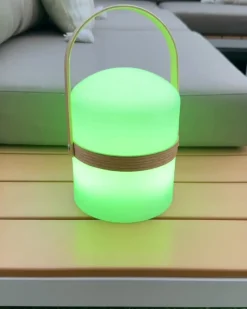 Hot Beliani Lampada da tavolo LED per esterni ESTERO con telecomando Bianco Bianco Marrone