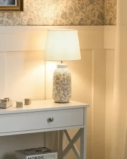 Online Beliani Lampada da tavolo LEMPA Ceramica Bianco/Blu Bianco Blu