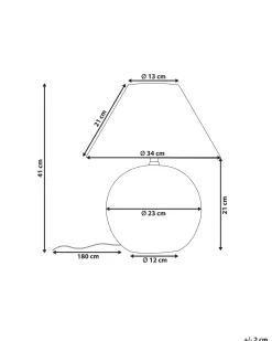 New Beliani Lampada da tavolo LIMIA Ceramica Arancione Arancione Marrone