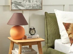 New Beliani Lampada da tavolo LIMIA Ceramica Arancione Arancione Marrone
