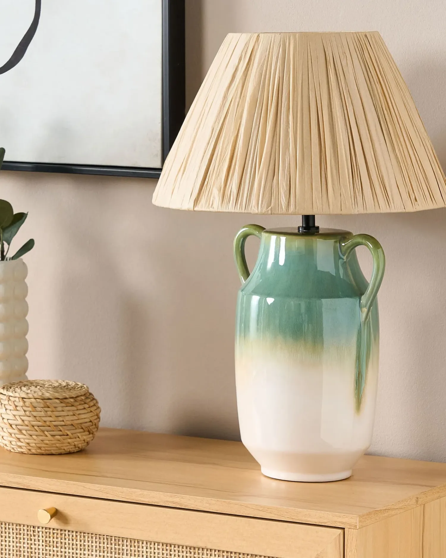 Best Beliani Lampada da tavolo LIMONES Ceramica Verde Beige Verde