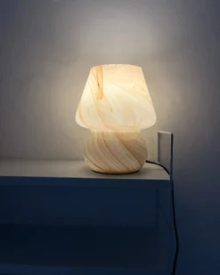New Beliani Lampada da tavolo LOBO Vetro Bianco