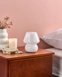New Beliani Lampada da tavolo LOBO Vetro Bianco
