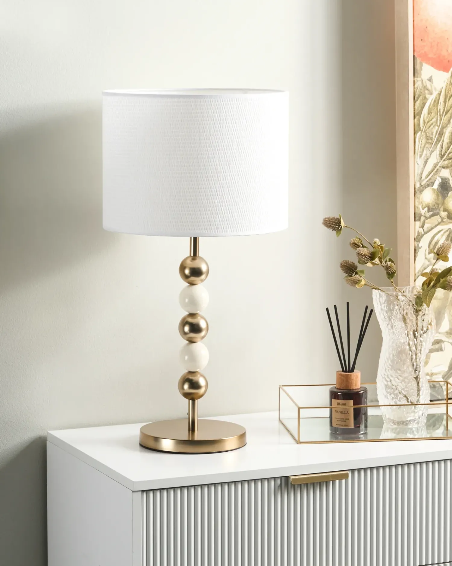 Outlet Beliani LOKY Metallo Ottone/Beige Bianco Beige Oro