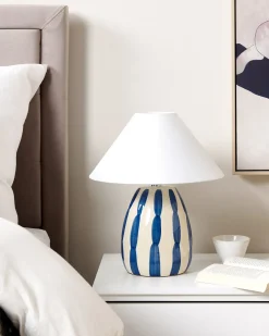 Online Beliani Lampada da tavolo LUCHETTI Ceramica Bianco/Blu Beige Bianco Blu