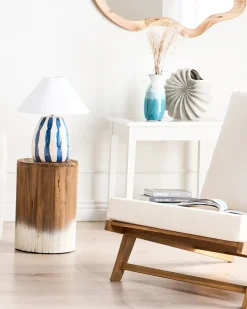 Online Beliani Lampada da tavolo LUCHETTI Ceramica Bianco/Blu Beige Bianco Blu