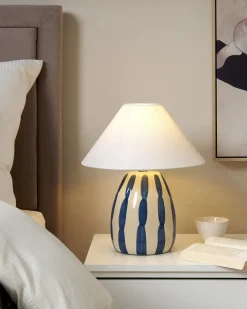 Online Beliani Lampada da tavolo LUCHETTI Ceramica Bianco/Blu Beige Bianco Blu