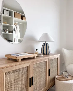 Online Beliani Lampada da tavolo LUCHETTI Ceramica Bianco/Blu Beige Bianco Blu