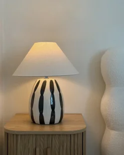 Discount Beliani Lampada da tavolo LUCHETTI Ceramica Nero/Bianco Beige Bianco Nero