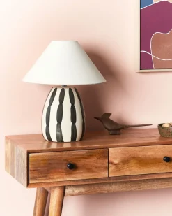 Discount Beliani Lampada da tavolo LUCHETTI Ceramica Nero/Bianco Beige Bianco Nero