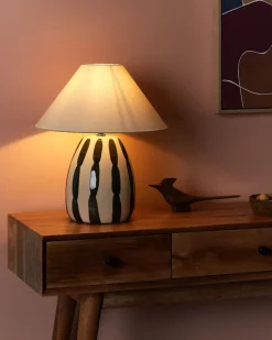 Discount Beliani Lampada da tavolo LUCHETTI Ceramica Nero/Bianco Beige Bianco Nero