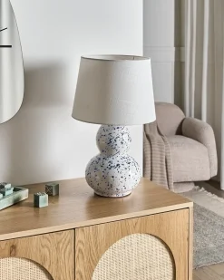 Sale Beliani Lampada da tavolo MACAL Ceramica Bianco/Blu Bianco Blu