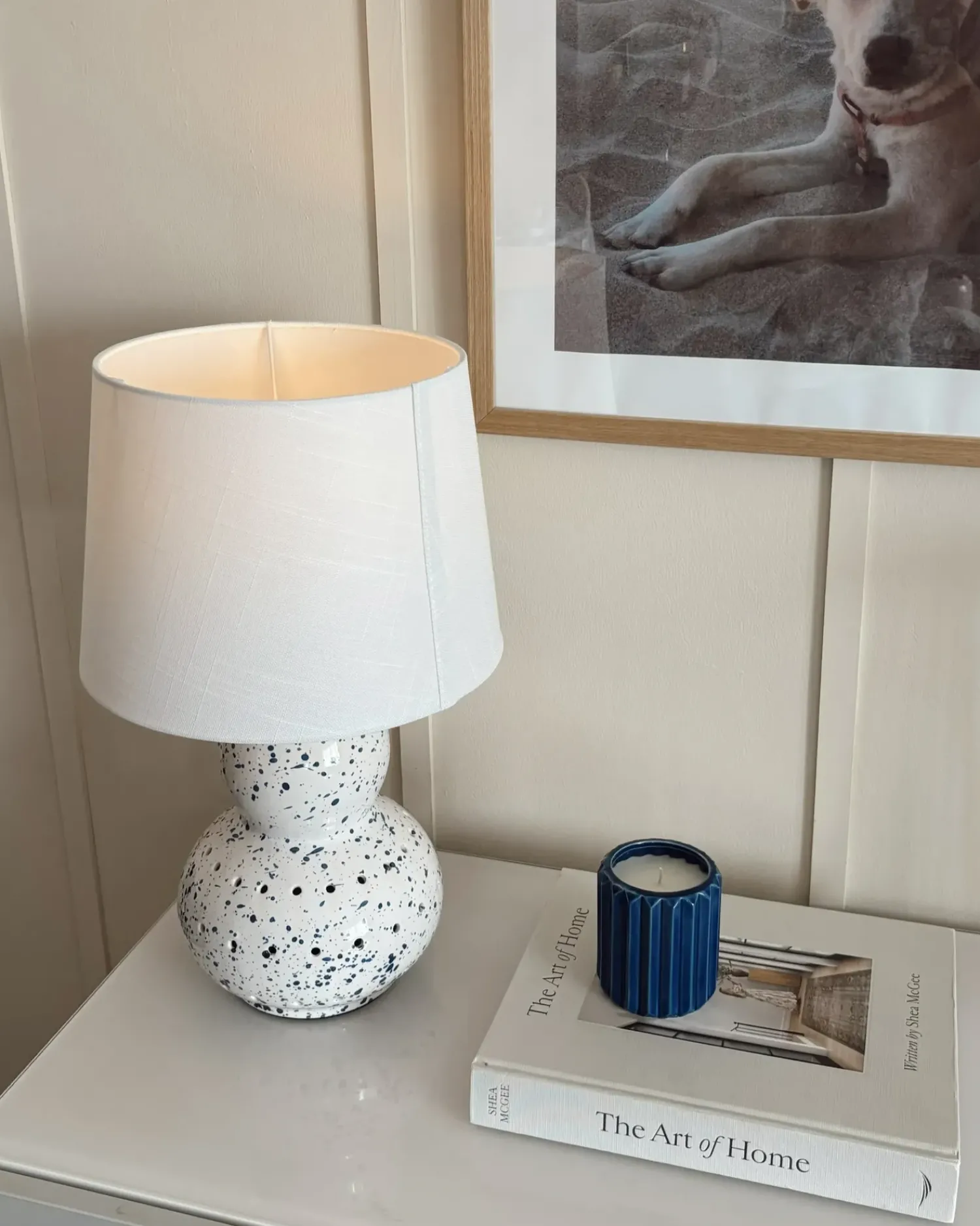Sale Beliani Lampada da tavolo MACAL Ceramica Bianco/Blu Bianco Blu