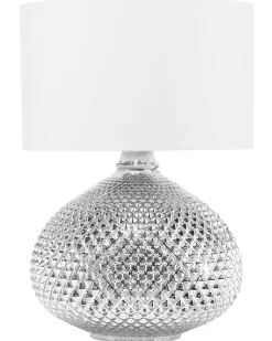 Clearance Beliani Lampada da tavolo MADON Vetro Argento Bianco Argento