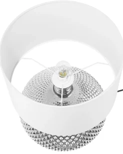 Clearance Beliani Lampada da tavolo MADON Vetro Argento Bianco Argento