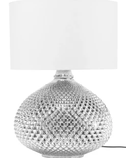 Clearance Beliani Lampada da tavolo MADON Vetro Argento Bianco Argento