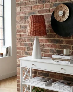 Beliani Lampada da tavolo MADURU Ceramica Bianco Bianco Marrone