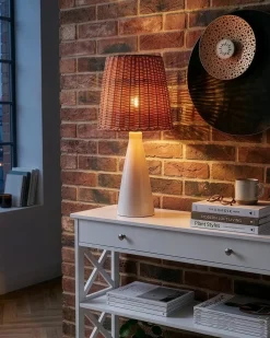Beliani Lampada da tavolo MADURU Ceramica Bianco Bianco Marrone