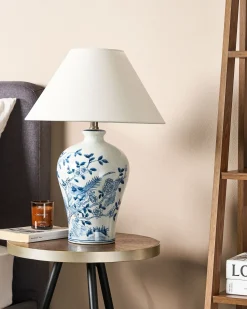Discount Beliani Lampada da tavolo MAGROS Porcellana Bianco/Blu Bianco Blu