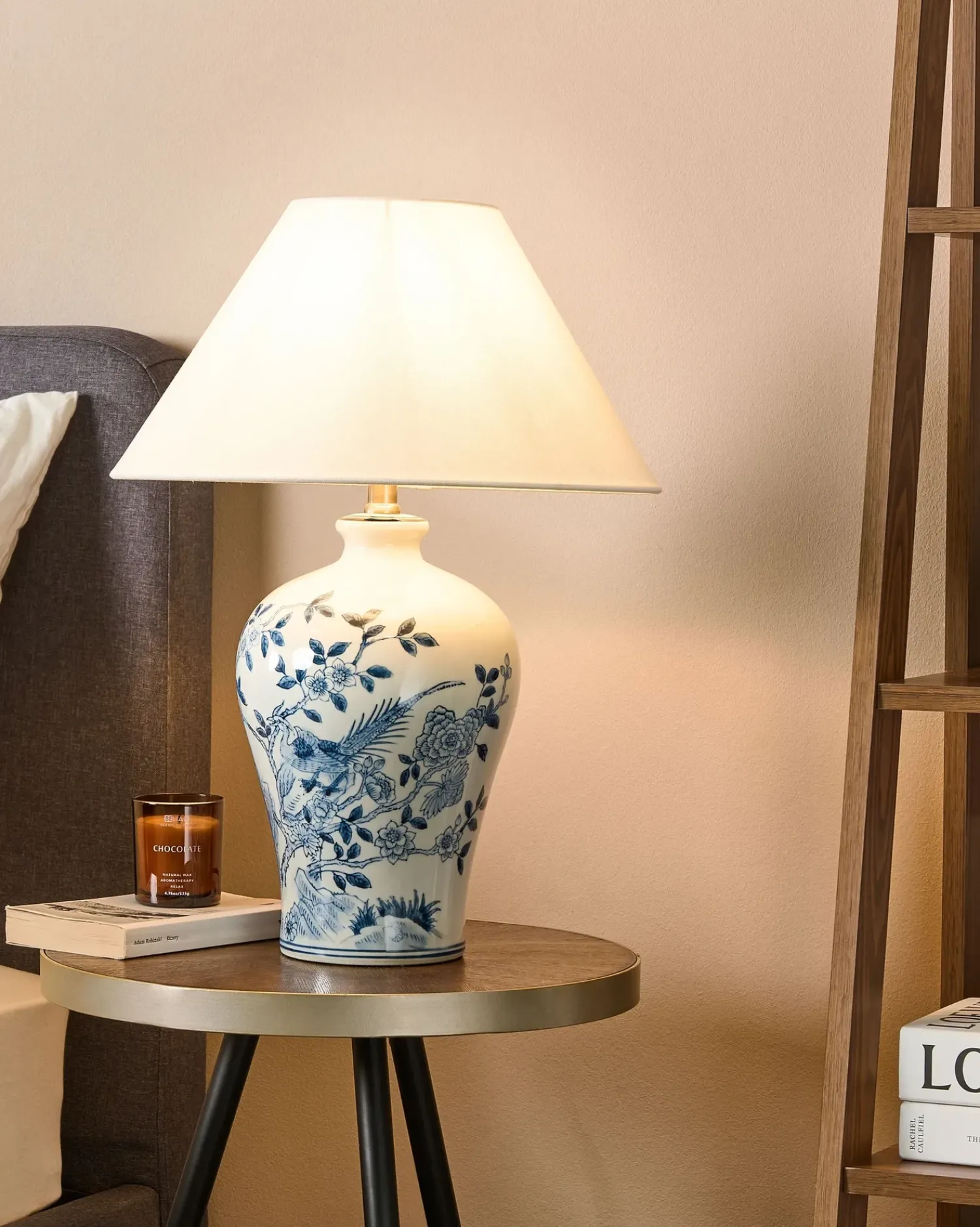 Discount Beliani Lampada da tavolo MAGROS Porcellana Bianco/Blu Bianco Blu