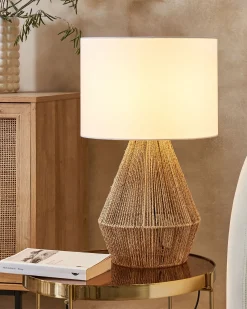 Best Beliani Lampada da tavolo MALEWA Corda di carta Naturale Bianco Marrone
