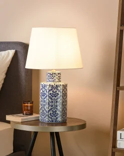 Online Beliani Lampada da tavolo MARCELIN Porcellana Bianco/Blu Bianco Blu
