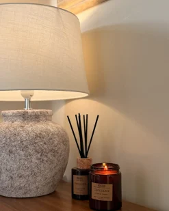 Sale Beliani Lampada da tavolo MAREB Ceramica Beige Bianco Beige