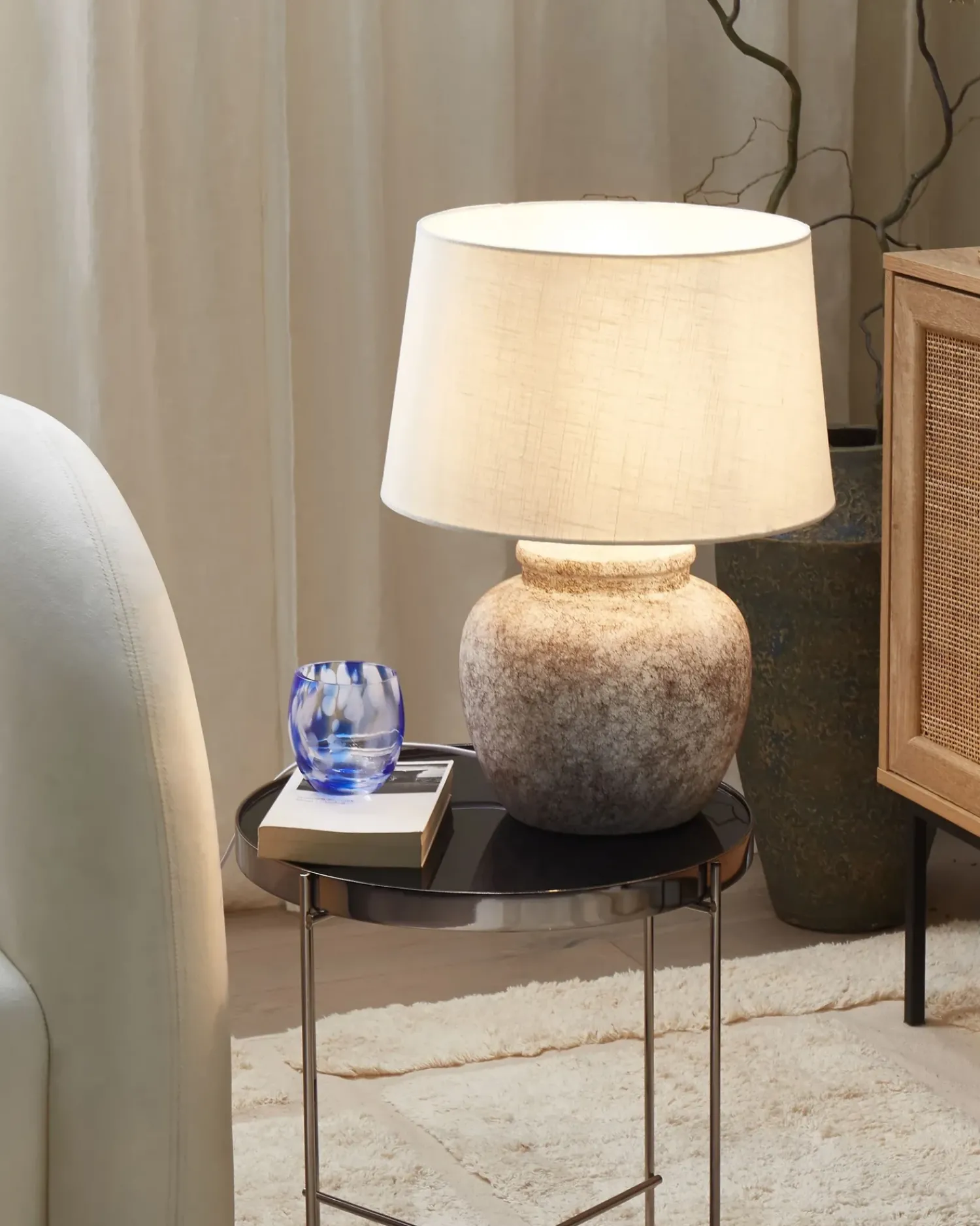 Sale Beliani Lampada da tavolo MAREB Ceramica Beige Bianco Beige