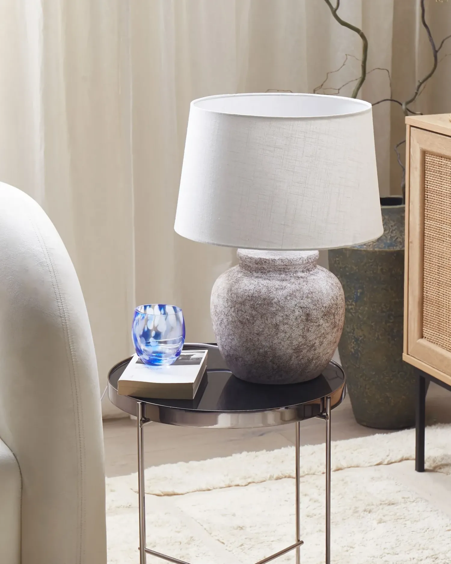 Sale Beliani Lampada da tavolo MAREB Ceramica Beige Bianco Beige