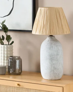 New Beliani Lampada da tavolo MATILDE Ceramica Grigio Beige Grigio